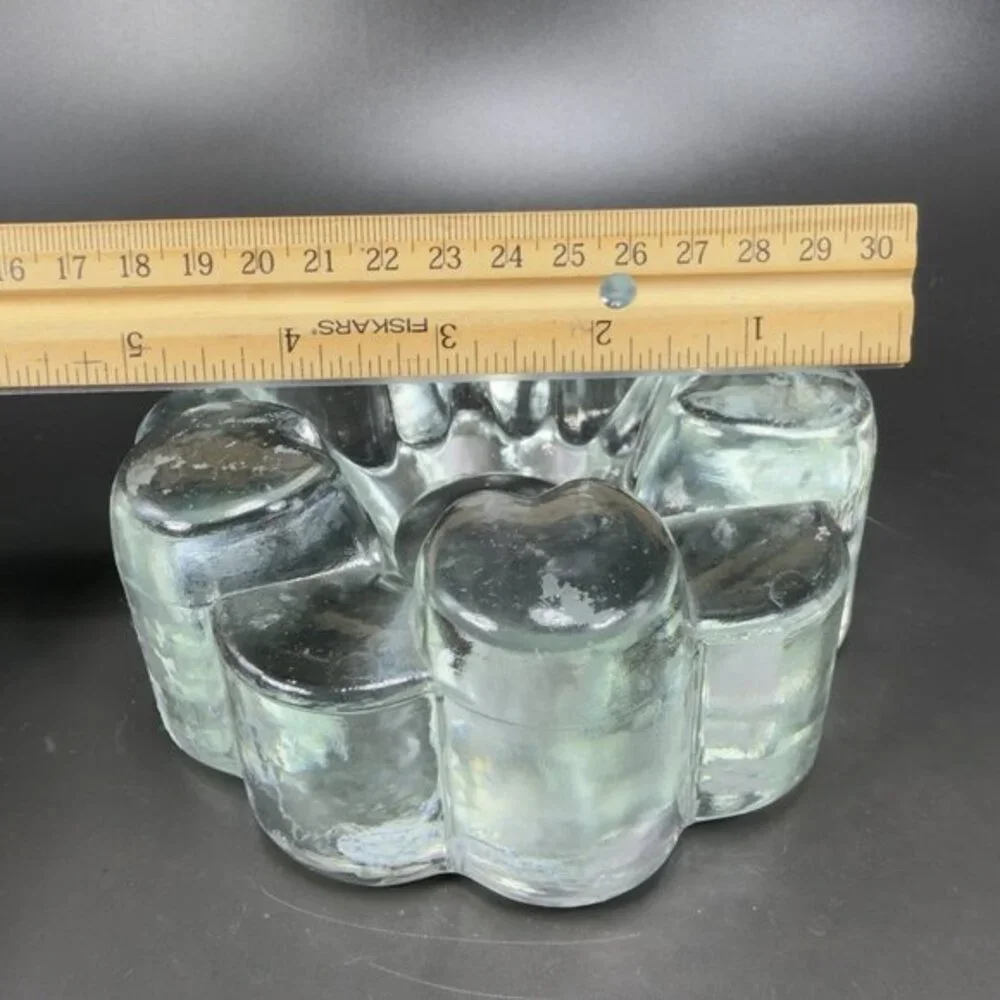 Glas Kunstvoll Gestaltet Heart Design Clear Candle Holder Votive‎ Heavy Germany